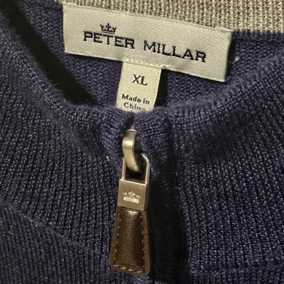 Peter Millar Merino Wool Blend 1/4 Zip Sweater - Size XXL - Royal Blue - Picture 4 of 7